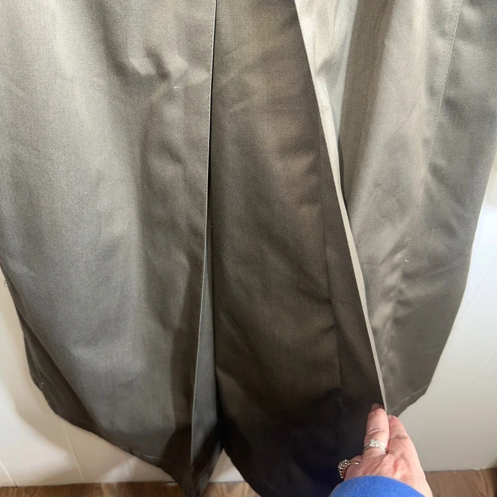 Misty Harbor Mens Double Breasted Trench Coat Olive Green Removable Liner Belted